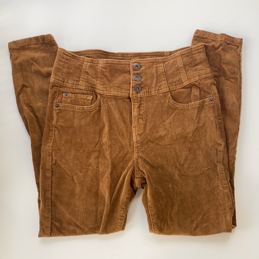 High Rise skinny corduroy pants orangey/beige
